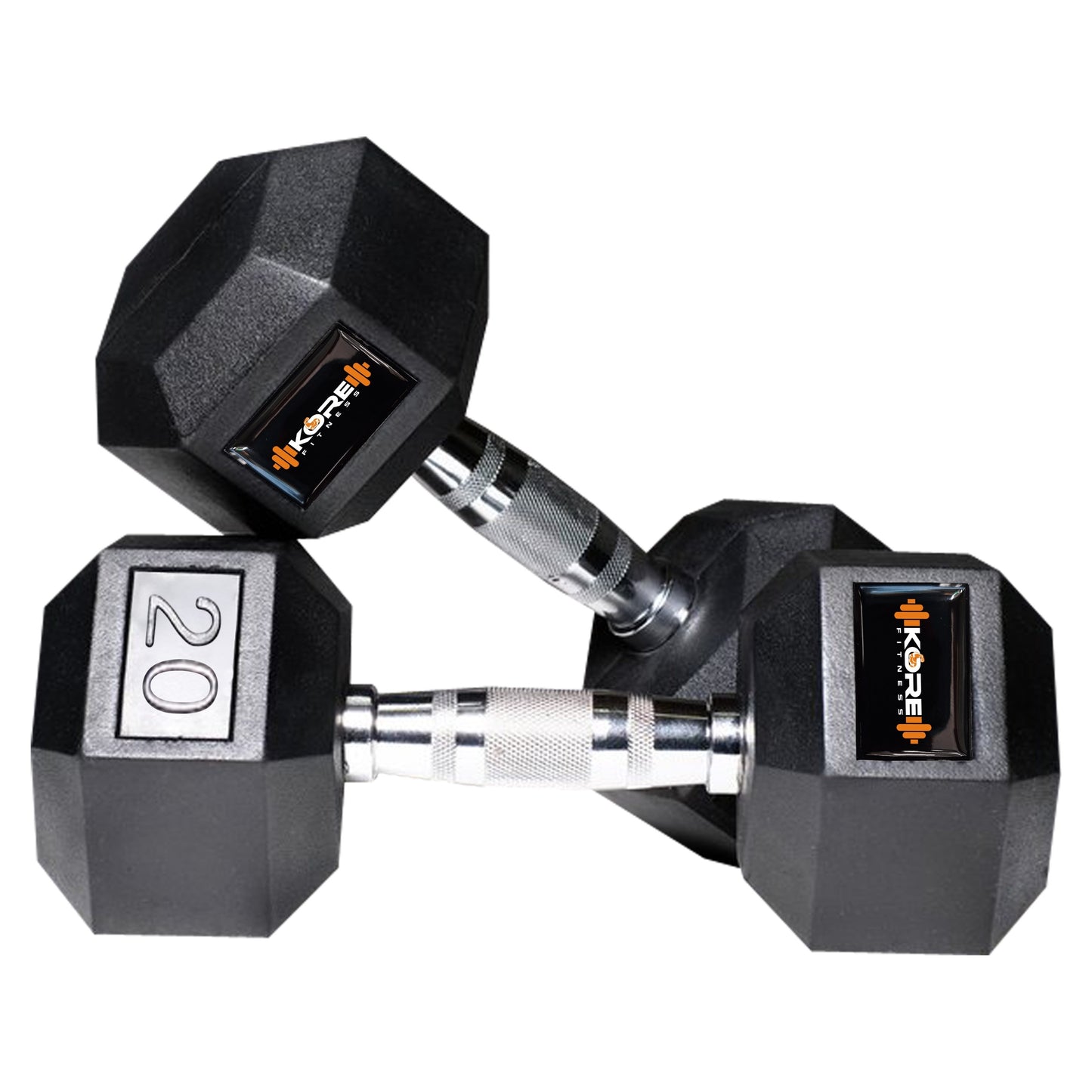 Kore Rubber Coated Professional 1-20 Kg (Set of Two) Hexa Fixed Dumbbells Home Gym Exercise Equipment for Men & Women, Black (DM-HEXA-COMBO16)