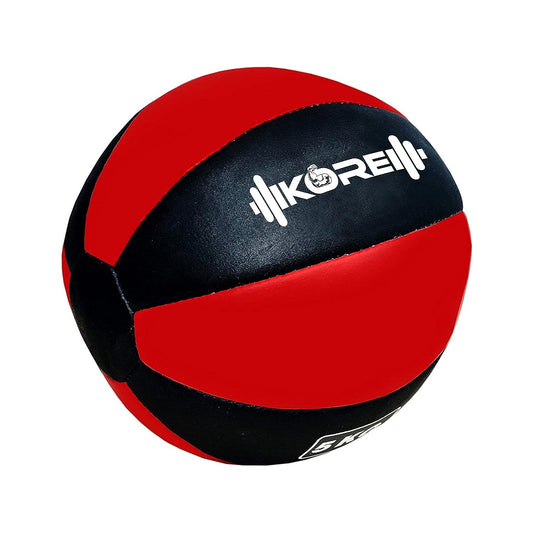 Kore 1-10 Kg Leather Medicine Ball, Soft Shell with Non-Slip Grip for Cross Training Exercise