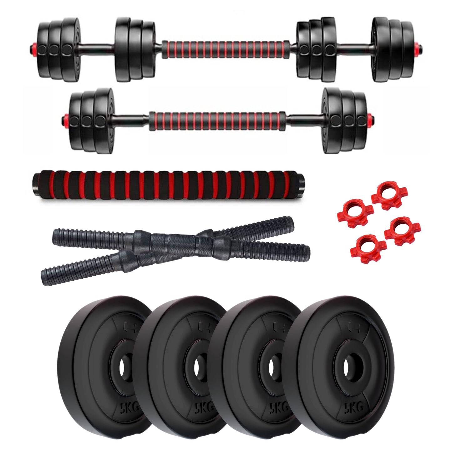 Kore PVC DM 4-40 Kg 3 IN 1 Convertible Dumbbells Set and Fitness Kit for Men and Women Whole Body Workout (PVC-DM-COMBO16-CON)