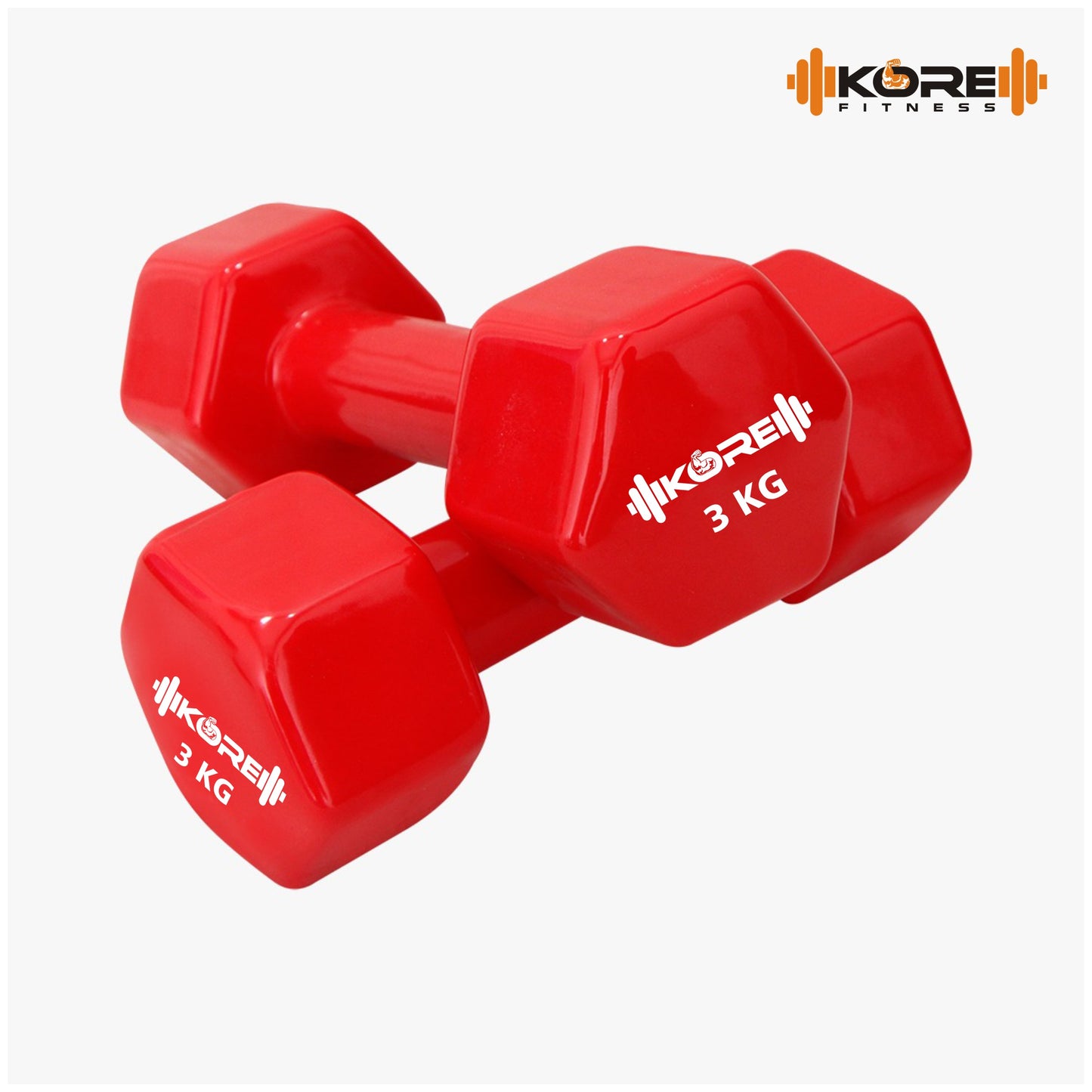 Kore Professional Vinyl 1-10 Kg (Set of Two) Dumbbells Home Gym Exercise Equipment for Men & Women (DM-VINYL-COMBO16)