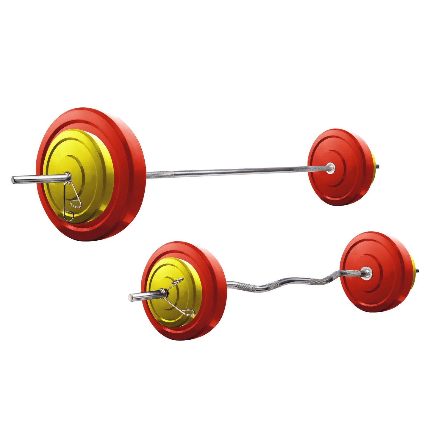 Kore Premium 10-50 kg Coloured Solid Rubber Fitness Kit with One 3 Ft Curl + One 5 Ft Plain and One Pair Dumbbell Rods (CP-COMBO2-WB-WA)