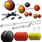 Kore Premium 10-50 kg Coloured Solid Rubber Fitness Kit with One 3 Ft Curl + One 5 Ft Plain and One Pair Dumbbell Rods (CP-COMBO2-WB-WA)