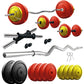 Kore Premium 10-50 kg Coloured Solid Rubber Fitness Kit with One 3 Ft Curl and One Pair Dumbbell Rods (CP-COMBO3-WB-WA)