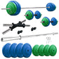Kore Premium 10-50 kg Coloured Solid Rubber Fitness Kit with One 4 Ft Plain and One Pair Dumbbell Rods (CP-COMBO9-WB-WA)