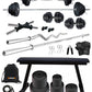 Kore PVC 20-100 kg Home Gym Set with One 3 Ft Curl + 5 Ft Plain Rod and One Pair Dumbbell Rods with Flat Bench and Gym Accessories (PVC-COMBO7)