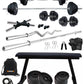 Kore PVC 20-100 kg Home Gym Set with One 3 Ft Curl + 5 Ft Plain Rod and One Pair Dumbbell Rods with Flat Bench and Gym Accessories (PVC-COMBO7)