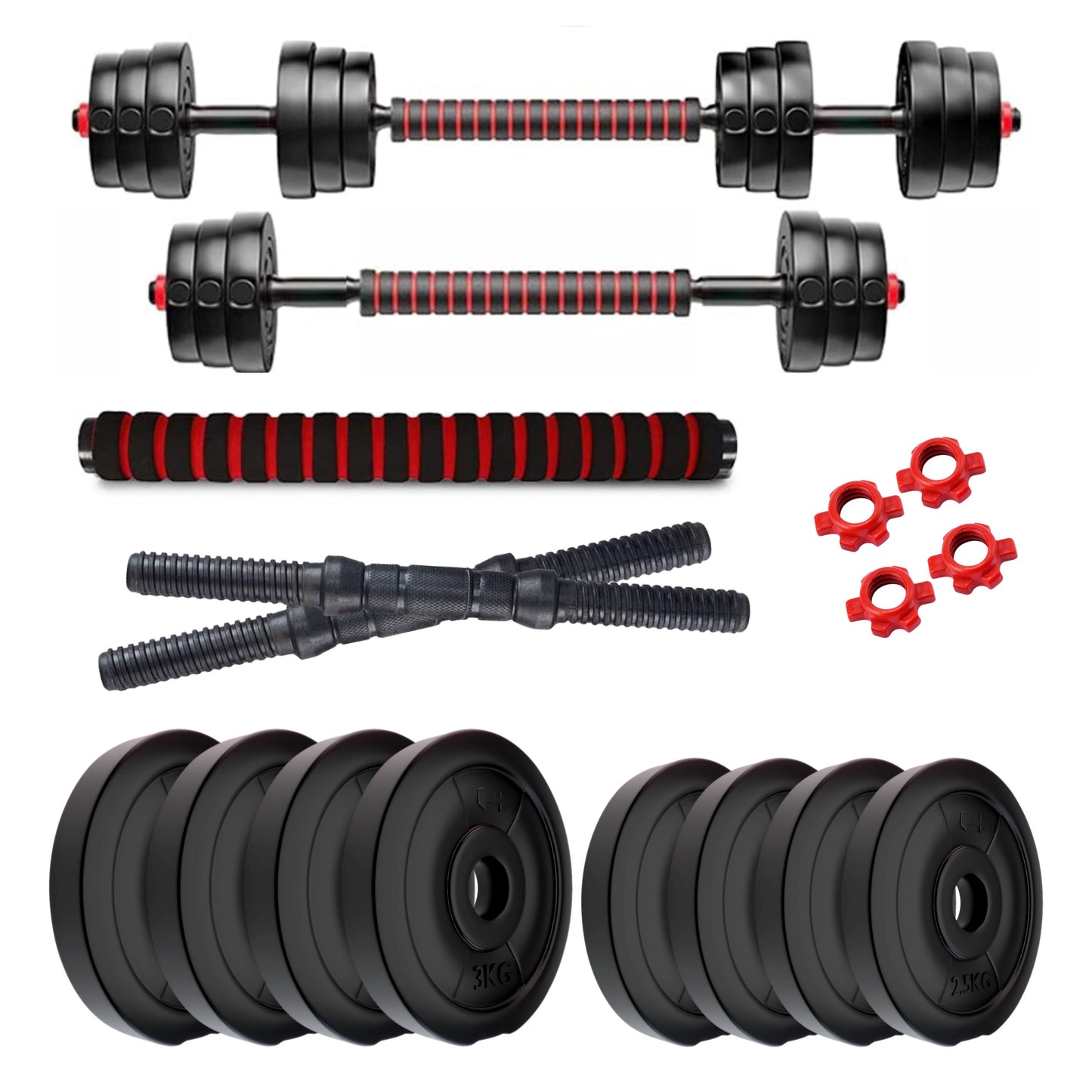 Kore PVC DM 4-40 Kg 3 IN 1 Convertible Dumbbells Set and Fitness Kit for Men and Women Whole Body Workout (PVC-DM-COMBO16-CON)
