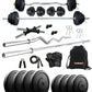 Kore 10-100 kg Home Gym Set with One 3 Ft Curl + 4 Ft Plain Rod and One Pair Dumbbell Rods with Gym Accessories (COMBO42)