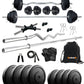 Kore 10-100 kg Home Gym Set with One 3 Ft Curl + 4 Ft Plain Rod and One Pair Dumbbell Rods with Gym Accessories (COMBO42)