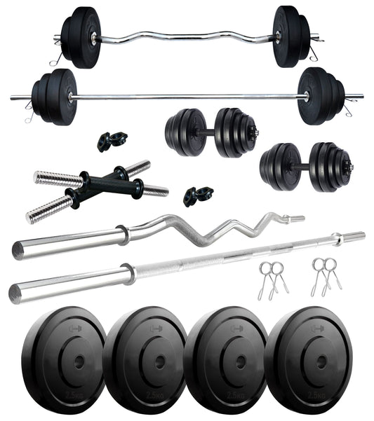 Kore 10-100 kg Home Gym Set with One 3 Ft Curl + 5 Ft Plain Rod and One Pair Dumbbell Rods (COMBO2-WB-WA)