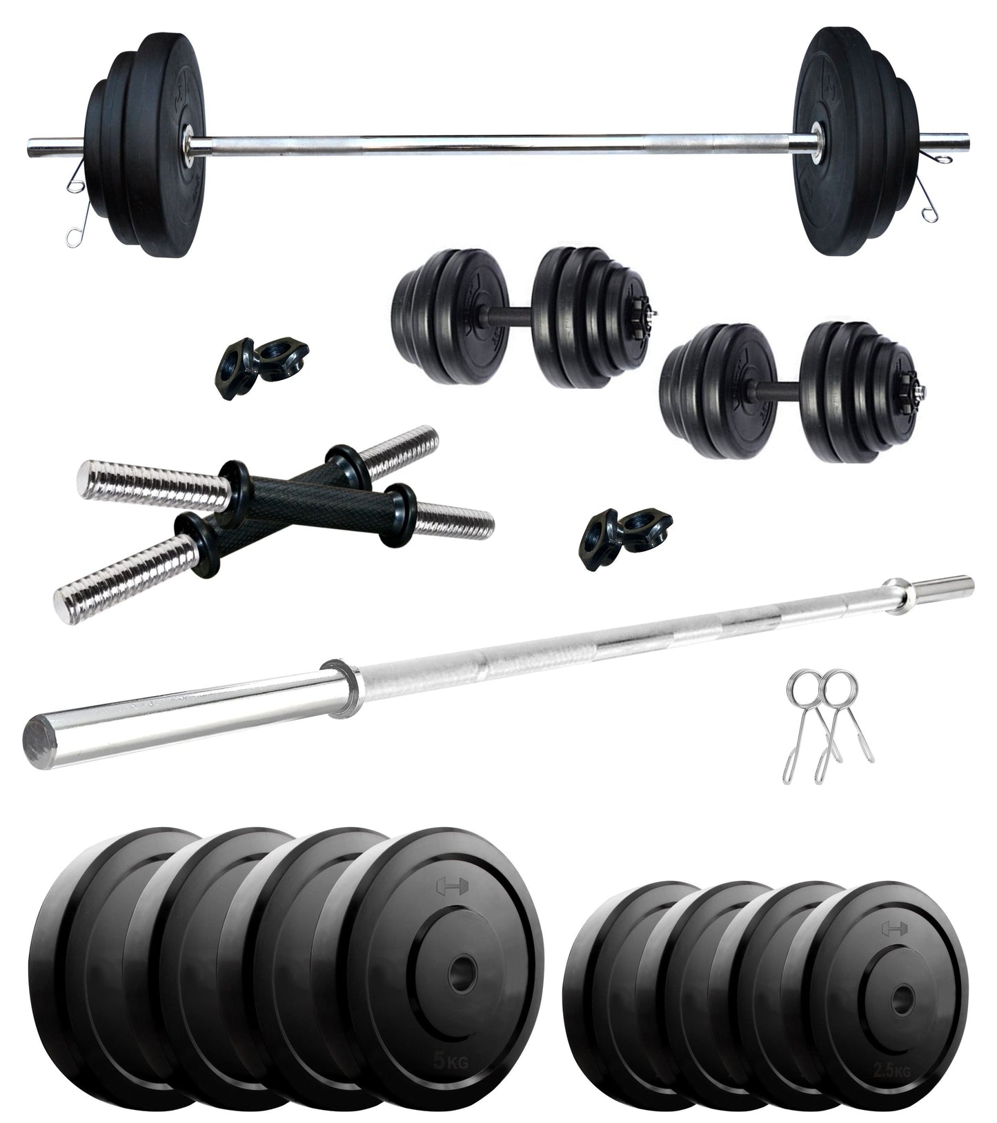 Kore 10-100 kg Home Gym Set with One 4 Ft Plain and One Pair Dumbbell Rods (COMBO9-WB-WA)