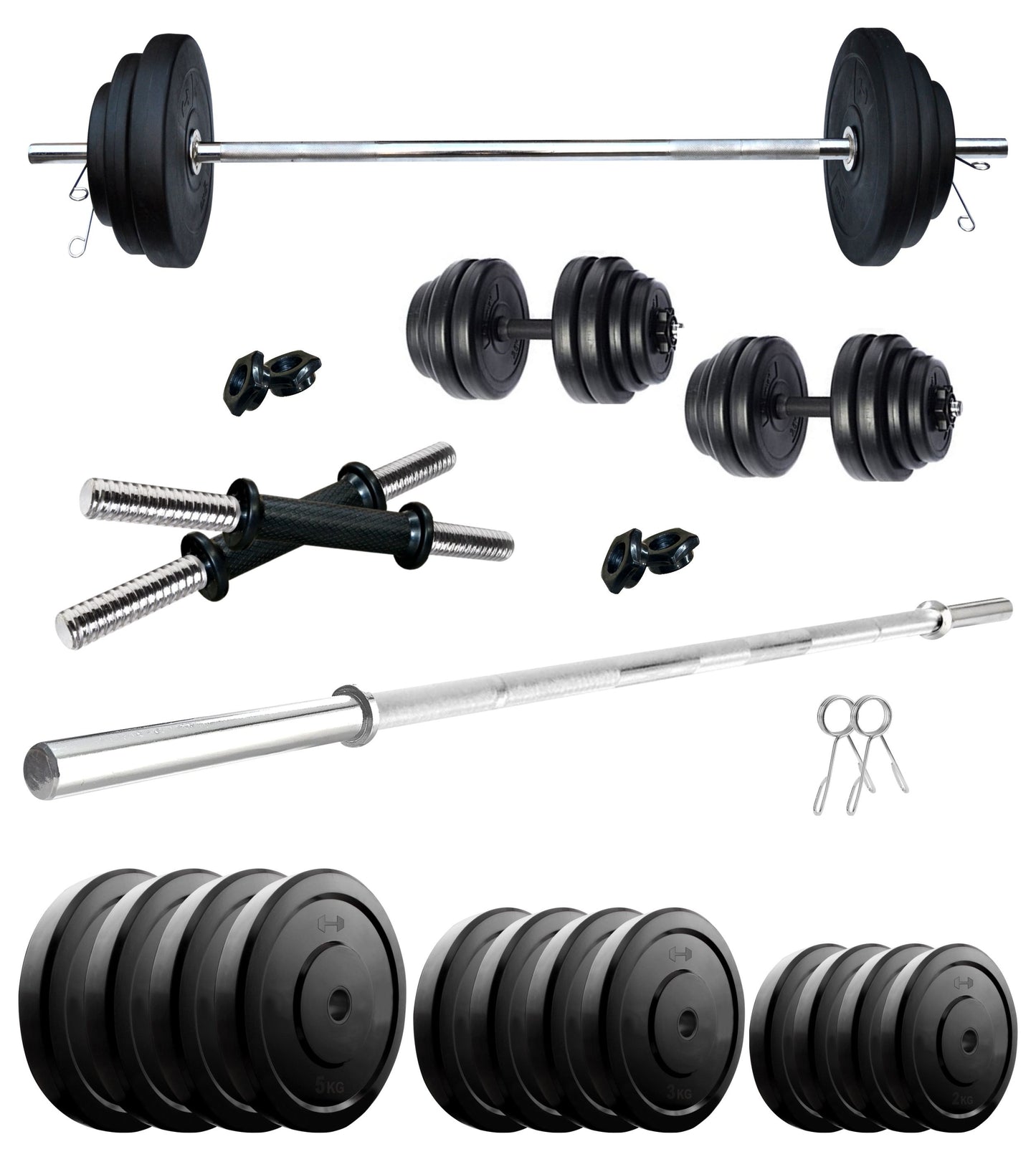 Kore 10-100 kg Home Gym Set with One 4 Ft Plain and One Pair Dumbbell Rods (COMBO9-WB-WA)