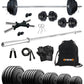 Kore 10-100 kg Home Gym Set with One 4 Ft Plain and One Pair Dumbbell Rods with Gym Accessories (COMBO9)