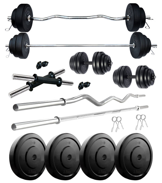 Kore 10-50 kg Home Gym Set with One 3 Ft Curl + 3 Ft Plain Rod and One Pair Dumbbell Rods (COMBO343-WB-WA)