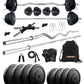 Kore 10-50 kg Home Gym Set with One 3 Ft Curl + 3 Ft Plain Rod and One Pair Dumbbell Rods with Gym Accessories (COMBO343)