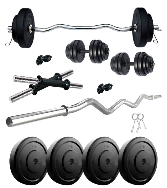 Kore 10-50 kg Home Gym Set with One 3 Ft Curl and One Pair Dumbbell Rods (COMBO3-WB-WA)