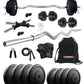 Kore 10-50 kg Home Gym Set with One 3 Ft Curl and One Pair Dumbbell Rods with Gym Accessories (COMBO3)