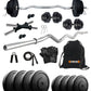 Kore 10-50 kg Home Gym Set with One 3 Ft Curl and One Pair Dumbbell Rods with Gym Accessories (COMBO3)