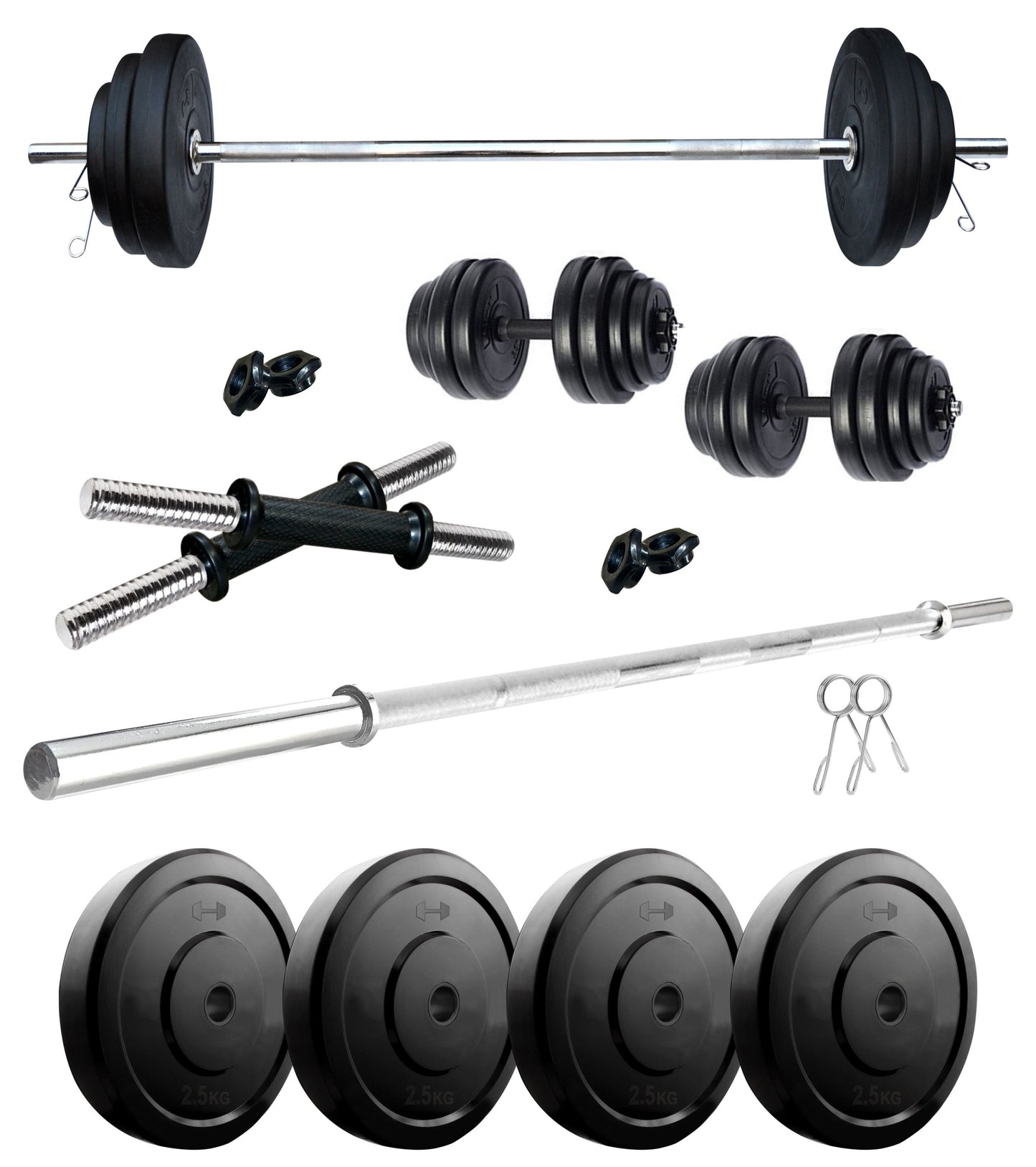 Kore 10-50 kg Home Gym Set with One 3 Ft Plain and One Pair Dumbbell Rods (COMBO43-WB-WA)