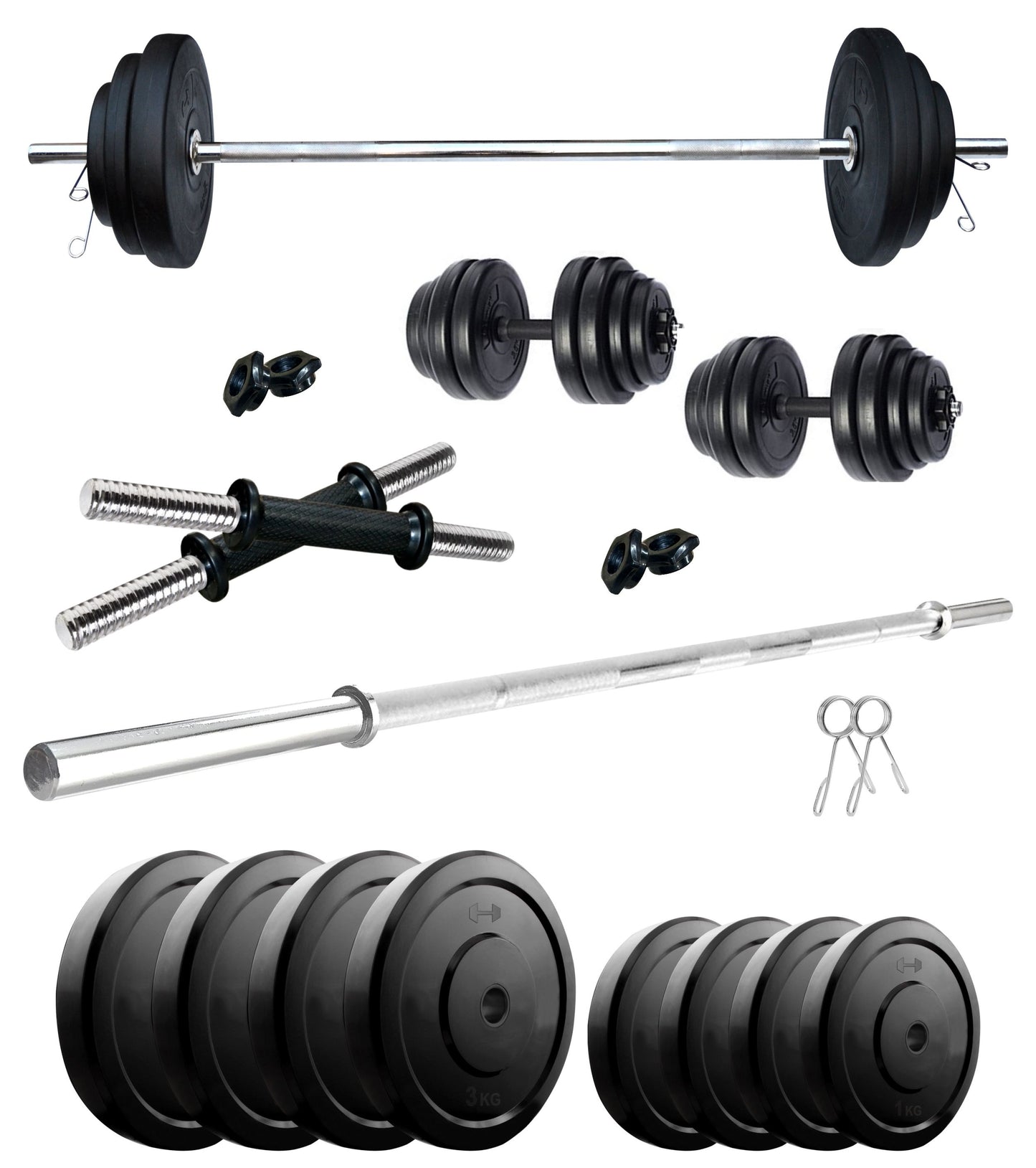 Kore 10-50 kg Home Gym Set with One 3 Ft Plain and One Pair Dumbbell Rods (COMBO43-WB-WA)