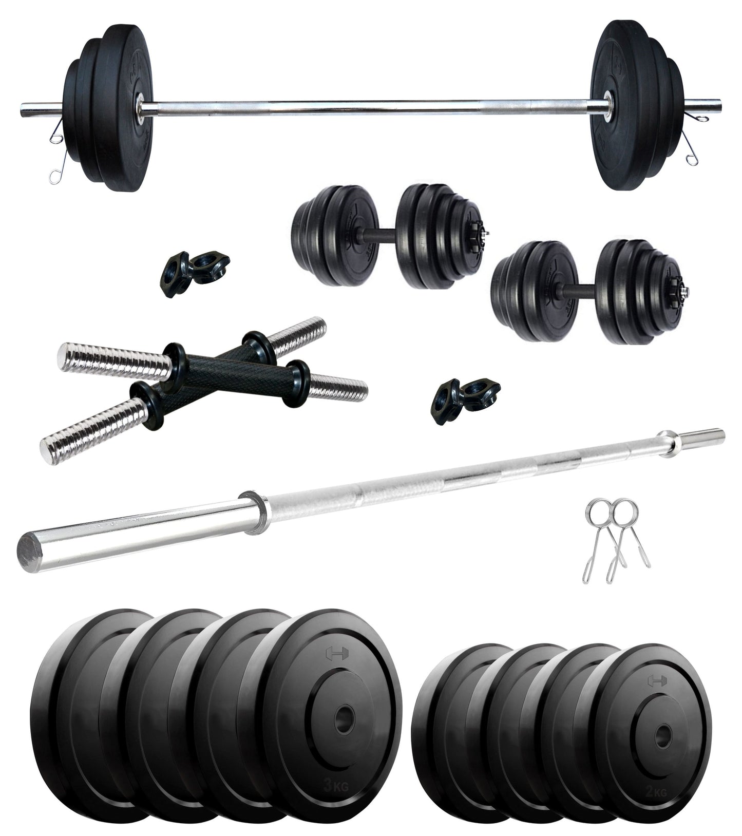 Kore 10-50 kg Home Gym Set with One 3 Ft Plain and One Pair Dumbbell Rods (COMBO43-WB-WA)