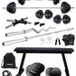 Kore 20-100 kg One 3 Ft Curl + 5 Ft Plain Rod and One Pair Dm Rods with Flat Bench and Gym Accessories (COMBO7)