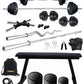 Kore 20-100 kg One 3 Ft Curl + 5 Ft Plain Rod and One Pair Dm Rods with Flat Bench and Gym Accessories (COMBO7)
