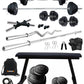 Kore 20-100 kg One 3 Ft Curl + 5 Ft Plain Rod and One Pair Dm Rods with Flat Bench and Gym Accessories (COMBO7)