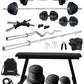 Kore 20-100 kg One 3 Ft Curl + 5 Ft Plain Rod and One Pair Dm Rods with Flat Bench and Gym Accessories (COMBO7)