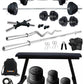 Kore 20-100 kg One 3 Ft Curl + 5 Ft Plain Rod and One Pair Dm Rods with Flat Bench and Gym Accessories (COMBO7)