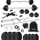 Kore PVC 10-100 kg Home Gym Set with One 3 Ft Curl + 4 Ft Plain Rod and One Pair Dumbbell Rods with Gym Accessories (PVC-COMBO42)