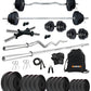 Kore PVC 10-100 kg Home Gym Set with One 3 Ft Curl + 4 Ft Plain Rod and One Pair Dumbbell Rods with Gym Accessories (PVC-COMBO42)