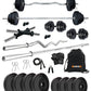 Kore PVC 10-100 kg Home Gym Set with One 3 Ft Curl + 5 Ft Plain Rod and One Pair Dumbbell Rods with Gym Accessories (PVC-COMBO2)