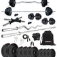 Kore PVC 10-100 kg Home Gym Set with One 3 Ft Curl + 5 Ft Plain Rod and One Pair Dumbbell Rods with Gym Accessories (PVC-COMBO2)