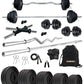 Kore PVC 10-100 kg Home Gym Set with One 3 Ft Curl + 5 Ft Plain Rod and One Pair Dumbbell Rods with Gym Accessories (PVC-COMBO2)