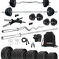 Kore PVC 10-100 kg Home Gym Set with One 3 Ft Curl + 5 Ft Plain Rod and One Pair Dumbbell Rods with Gym Accessories (PVC-COMBO2)