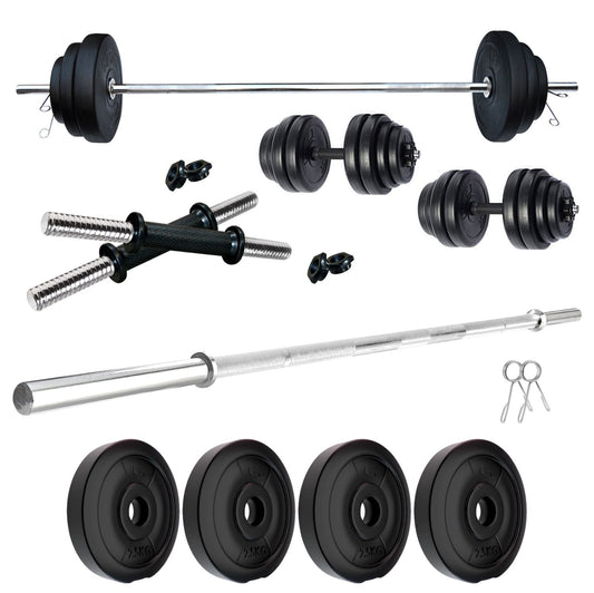 Kore PVC 10-50 kg Home Gym Set with One 3 Ft Plain and One Pair Dumbbell Rods (PVC-COMBO43-WB-WA)