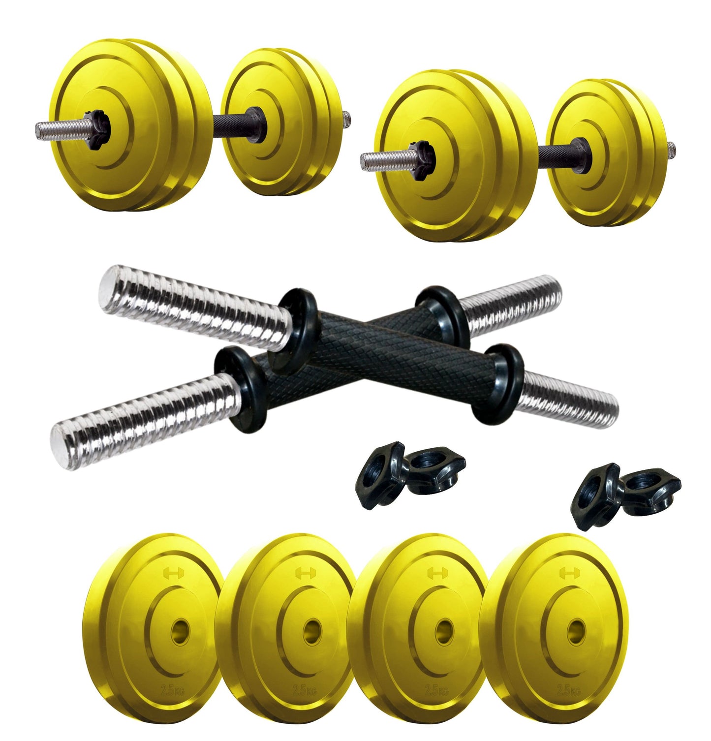 Kore Premium 4-40 Kg Coloured Solid Rubber with One Pair Dumbbell Rods for workout