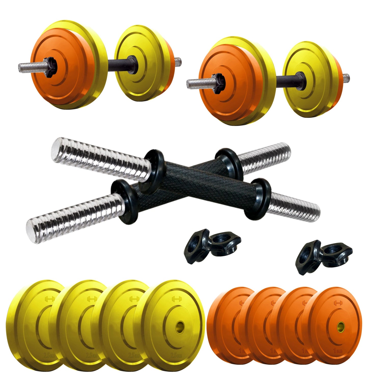 Kore Premium 4-40 Kg Coloured Solid Rubber with One Pair Dumbbell Rods for workout