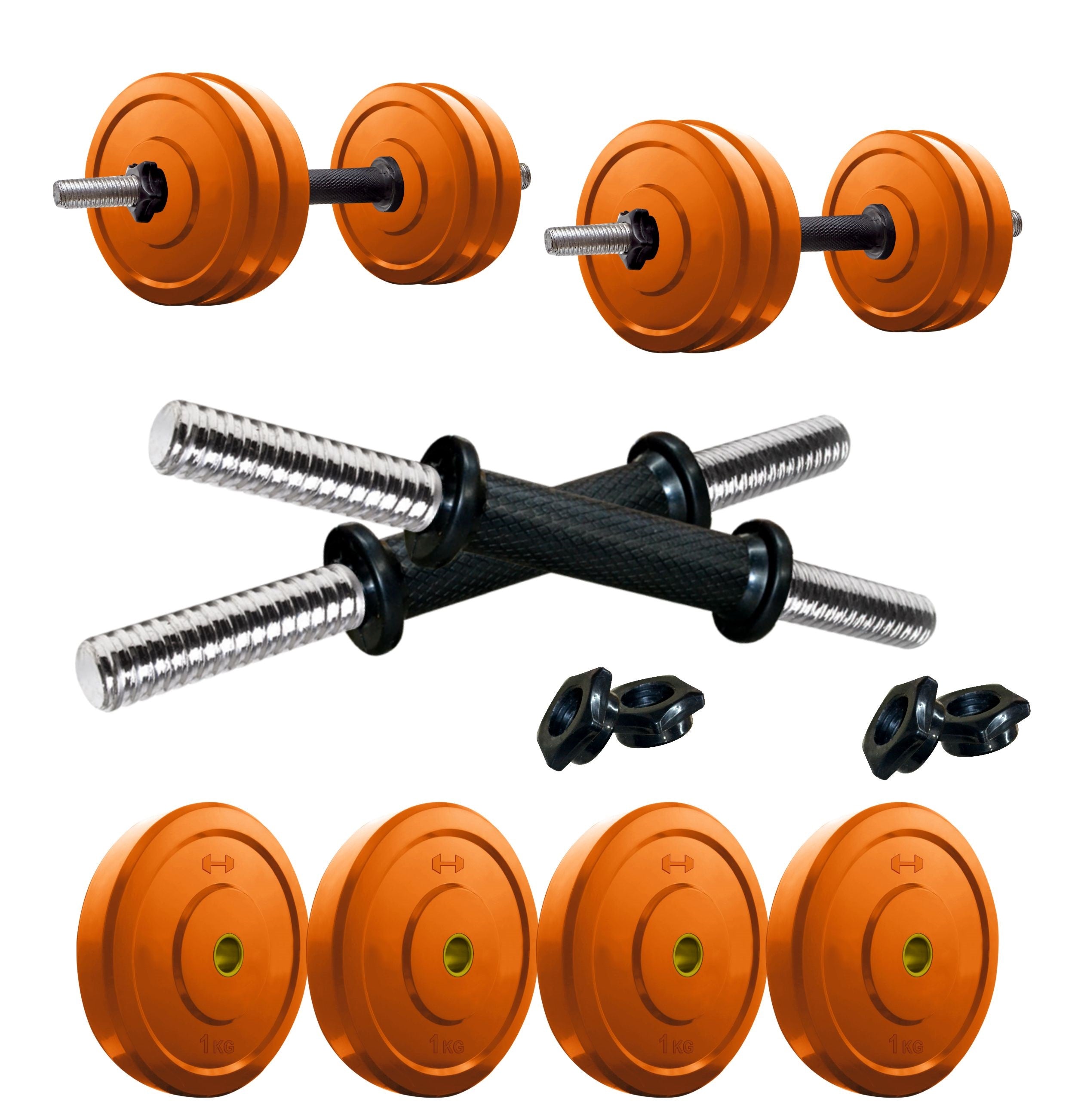 Kore Premium 4-40 Kg Coloured Solid Rubber with One Pair Dumbbell Rods ...