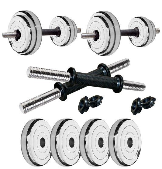 Kore Premium 4-40 Kg Steel Plates Set with One Pair Dumbbell Rods for workout (SP-DM-COMBO16)
