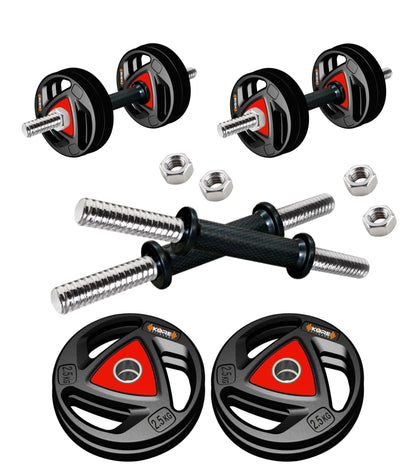 Kore Professional Metal Integrated Rubber Plates DM-10-50 KG  Combo 16 Adjustable Dumbbells Set (PRO-DM-COMBO16)