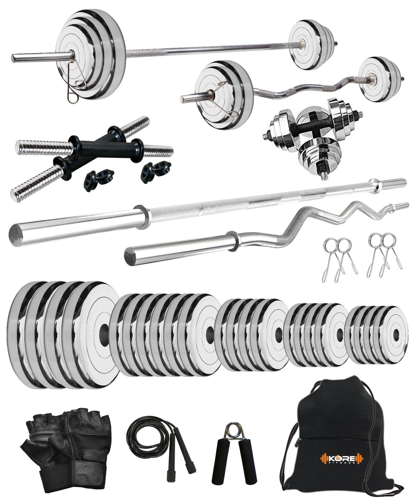 Kore Professional Steel 10-100 kg with One 3 Ft Curl + 5 Ft Plain Rod