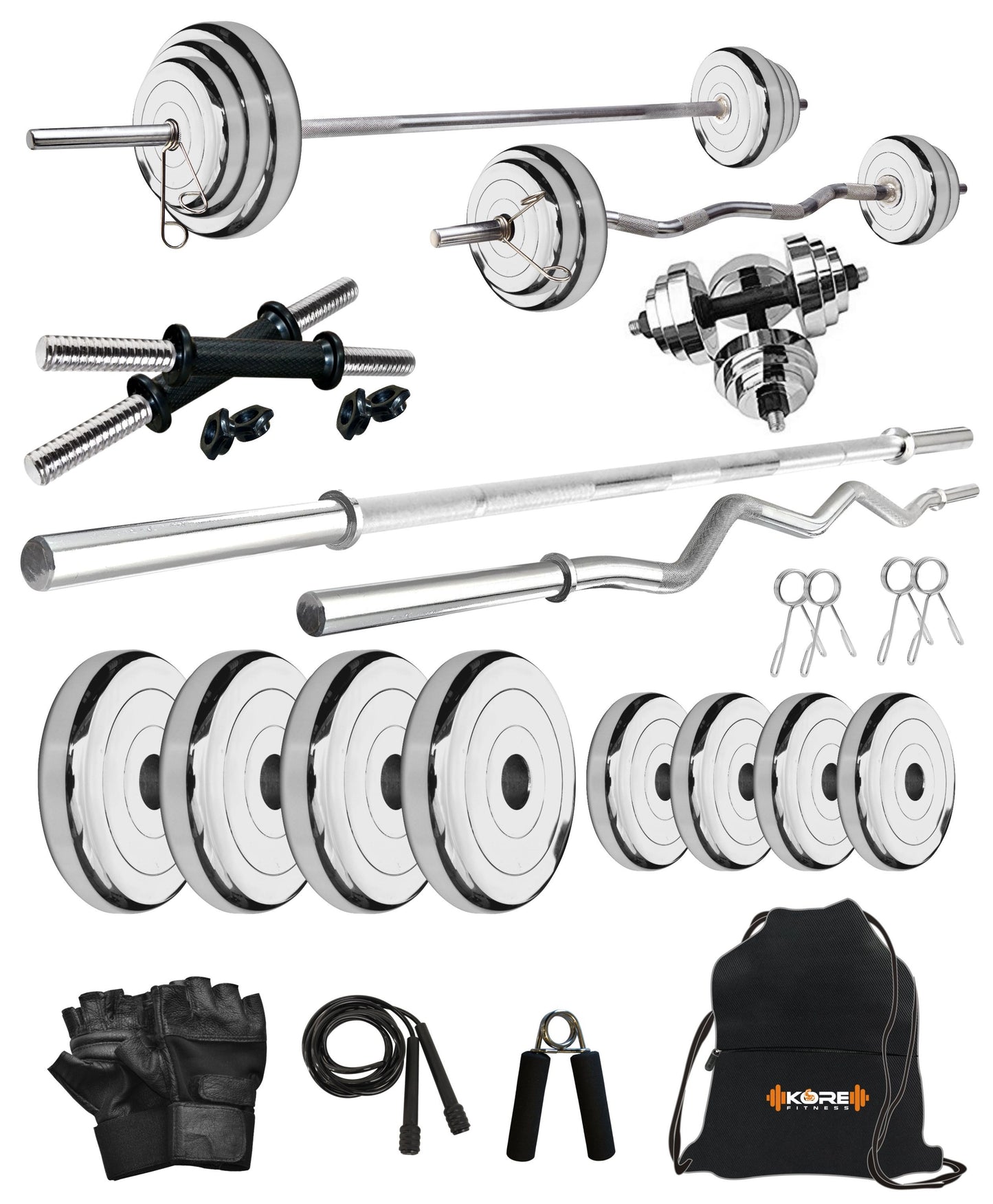 Kore Professional Steel 10-100 kg with One 3 Ft Curl + 5 Ft Plain Rod