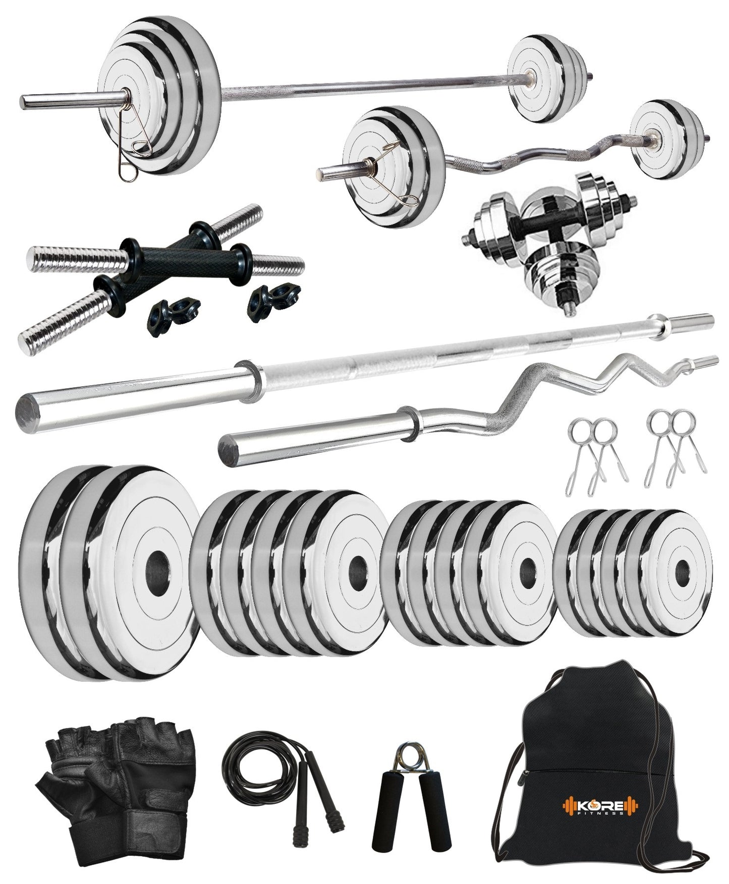 Kore Professional Steel 10-100 kg with One 3 Ft Curl + 5 Ft Plain Rod