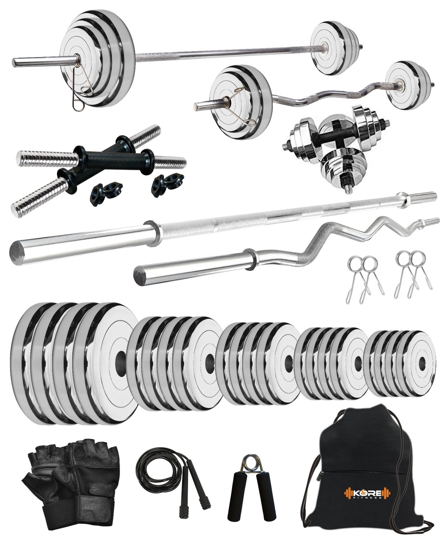 Kore Professional Steel 10-100 kg with One 3 Ft Curl + 5 Ft Plain Rod